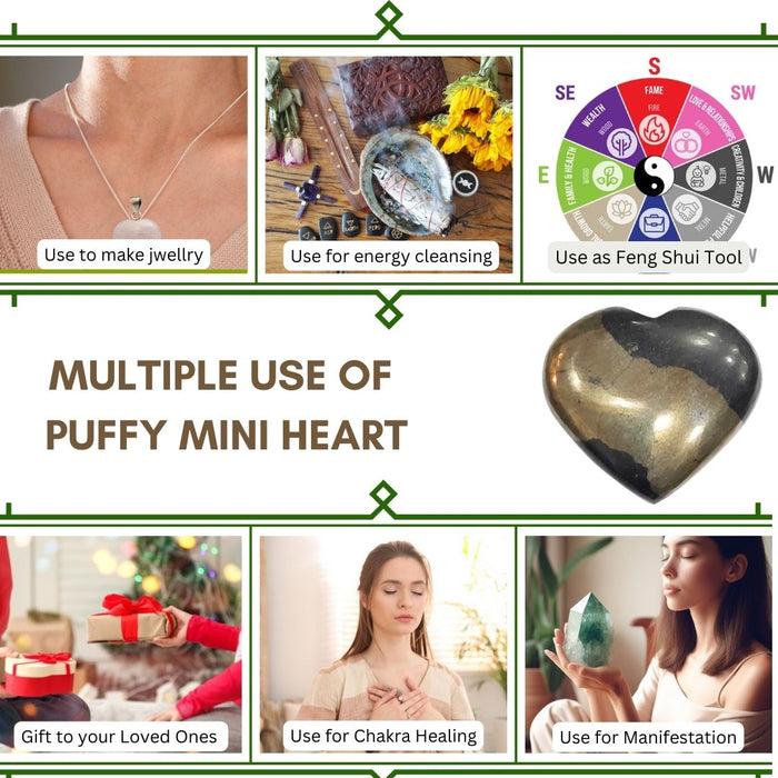 1" PYRITE PUFFY HEART