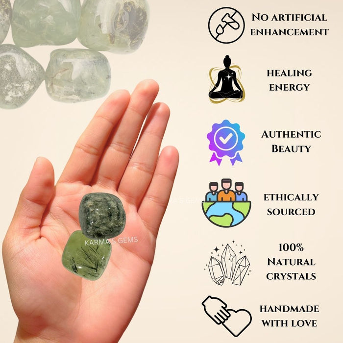 1 PIECE 25 TO 35 MM PREHNITE TUMBLED STONE