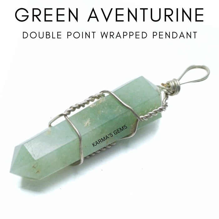 DOUBLE POINT GREEN AVENTURINE WRAPPED PENDANT