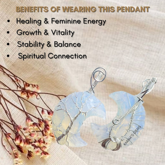 MOON SHAPE OPALITE WRAPPED PENDANT