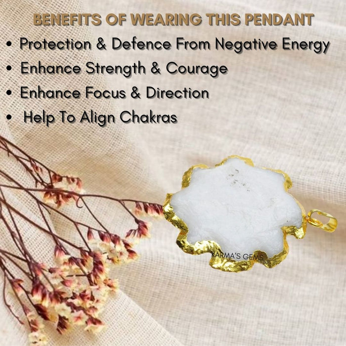 ELECTROPLATED WHITE QUARTZ STONE PENDANT