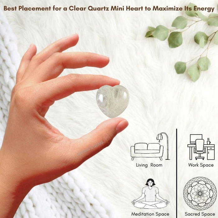 1" CLEAR QUARTZ PUFFY HEART
