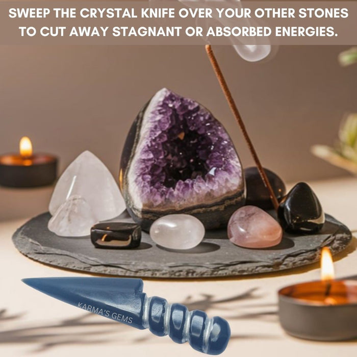 BLACK OBSIDIAN CRYSTAL KNIFE