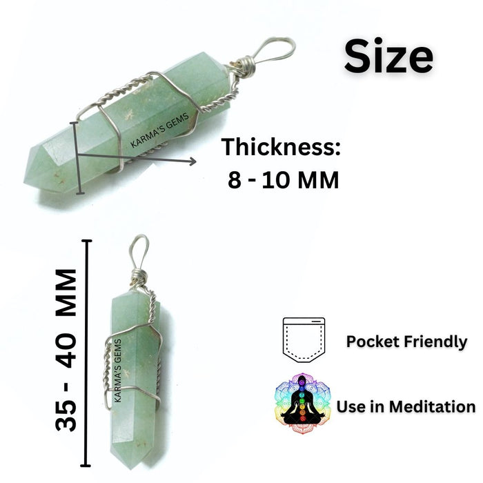 DOUBLE POINT GREEN AVENTURINE WRAPPED PENDANT