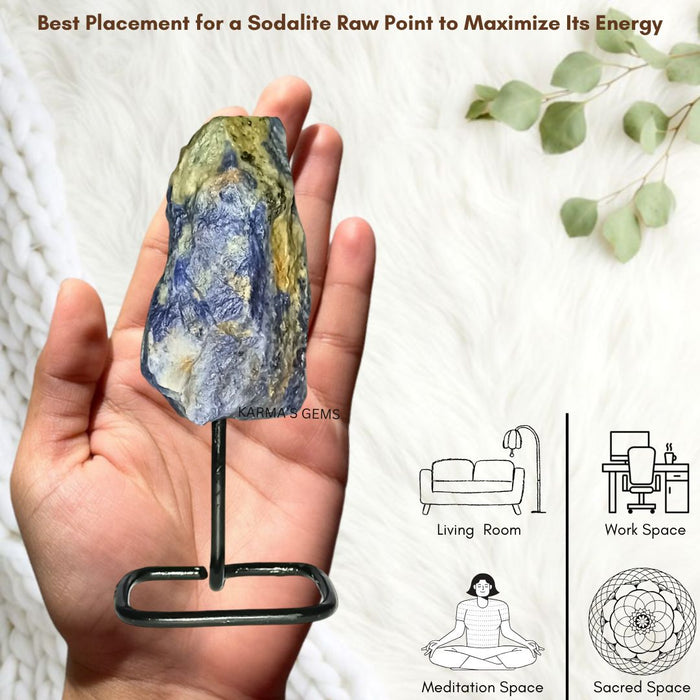 RAW SODALITE STONE ON STAND