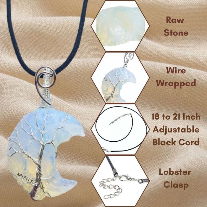 MOON SHAPE OPALITE WRAPPED PENDANT