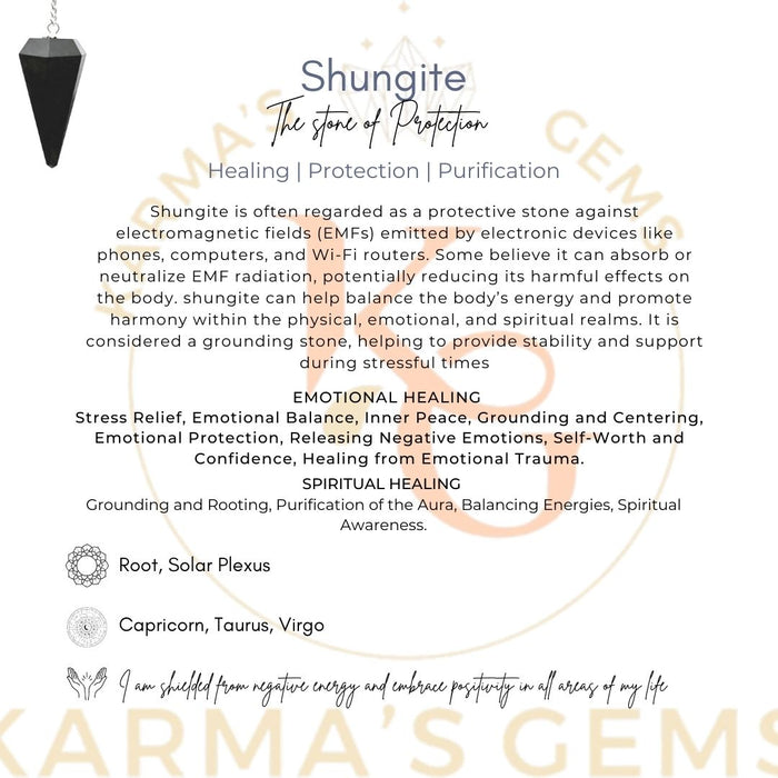 SHUNGITE STONE DOWSING PENDULUM