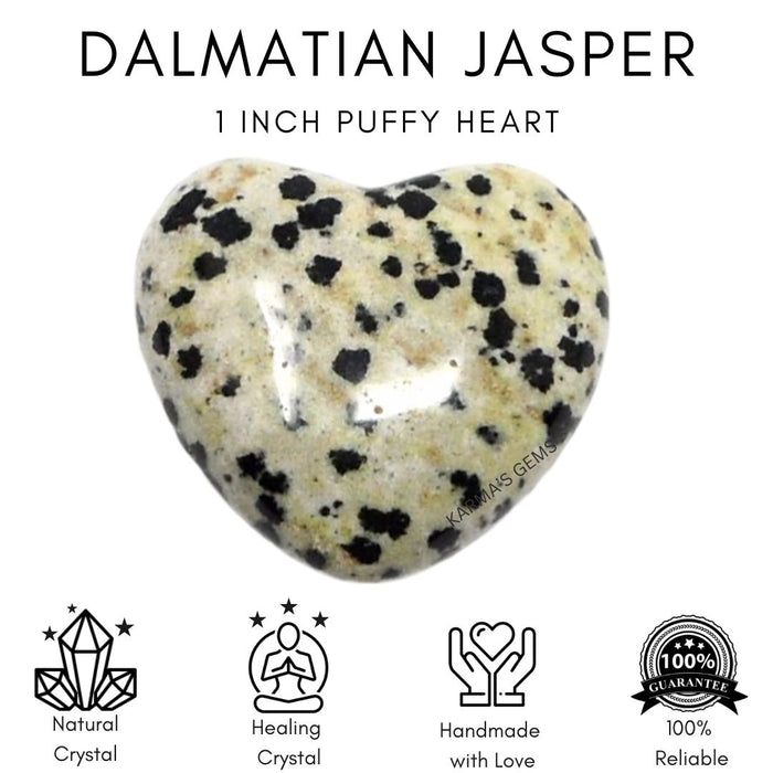 1" DALMATIAN JASPER PUFFY HEART