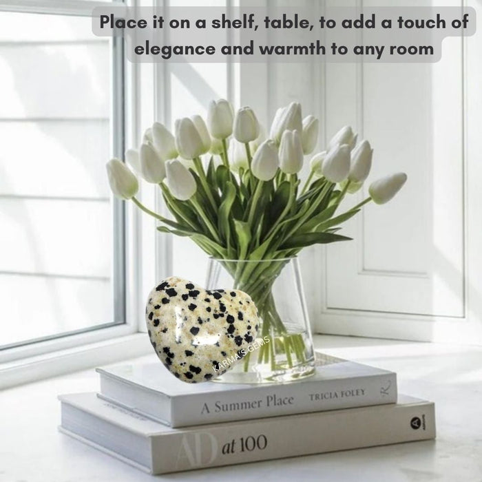 1" DALMATIAN JASPER PUFFY HEART