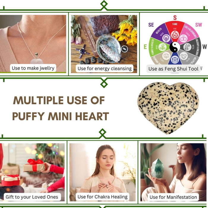 1" DALMATIAN JASPER PUFFY HEART