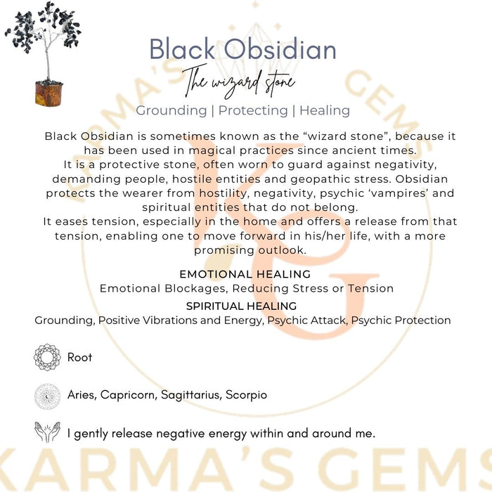 100 BEADS BLACK OBSIDIAN STONE WIRE TREE