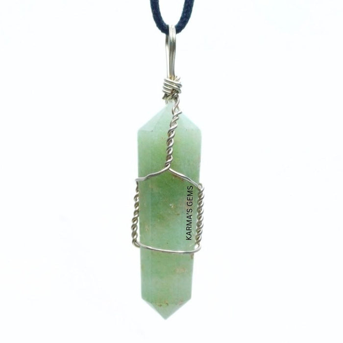 DOUBLE POINT GREEN AVENTURINE WRAPPED PENDANT