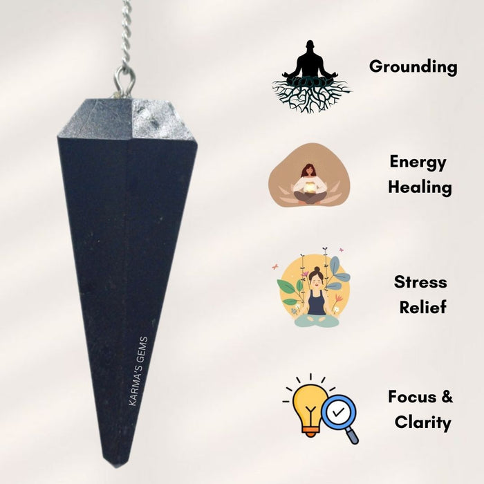BLACK TOURMALINE STONE DOWSING PENDULUM