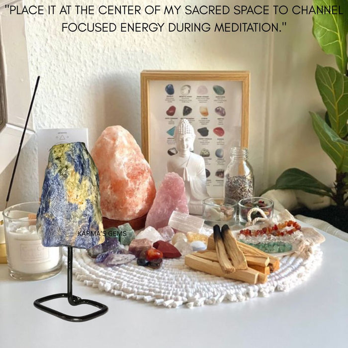 RAW SODALITE STONE ON STAND