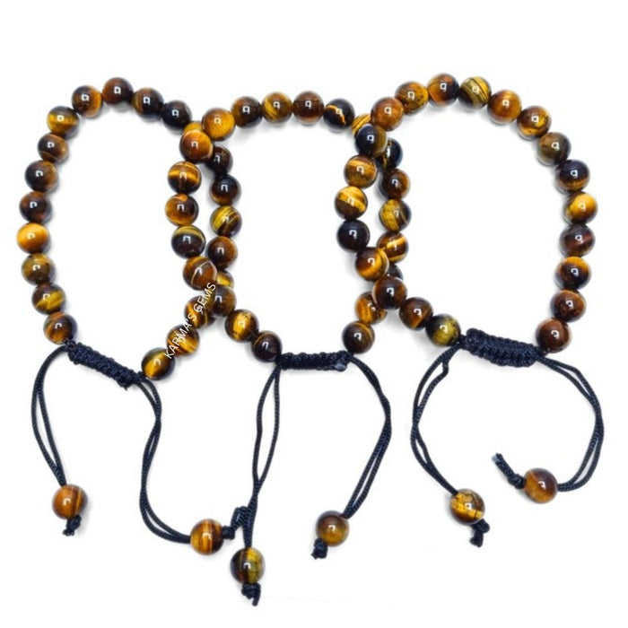 8 MM BEADS TIGER EYE STRING BRACELET