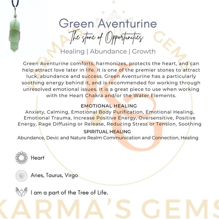 DOUBLE POINT GREEN AVENTURINE WRAPPED PENDANT