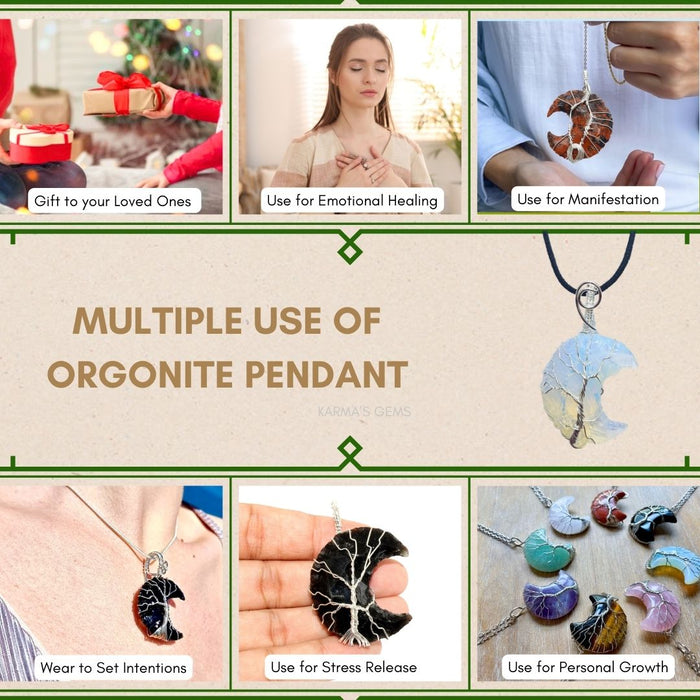 MOON SHAPE OPALITE WRAPPED PENDANT