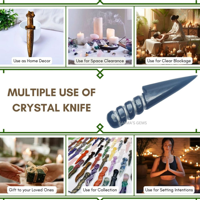 BLACK OBSIDIAN CRYSTAL KNIFE