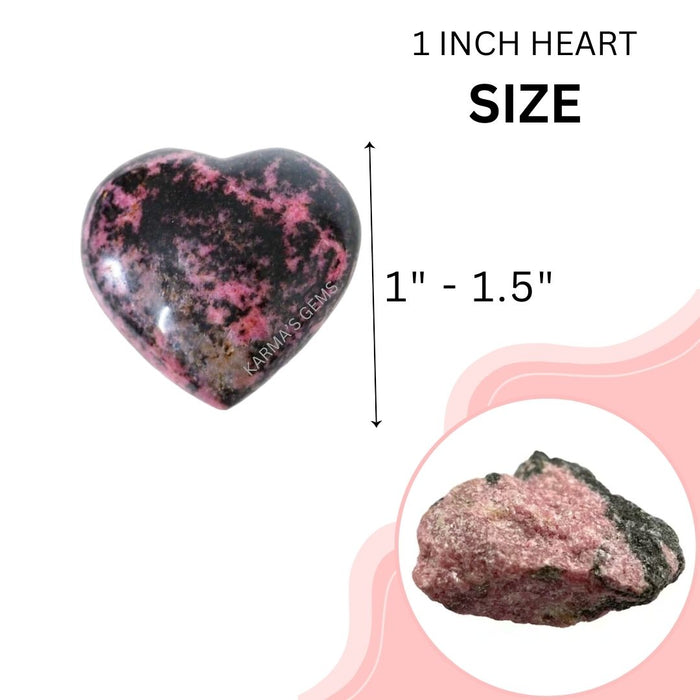 1" RHODONITE PUFFY HEART