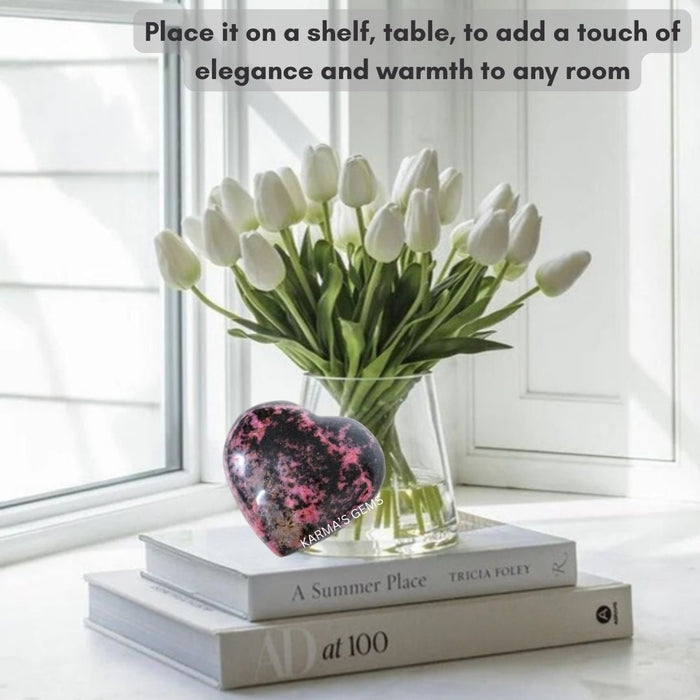 1" RHODONITE PUFFY HEART