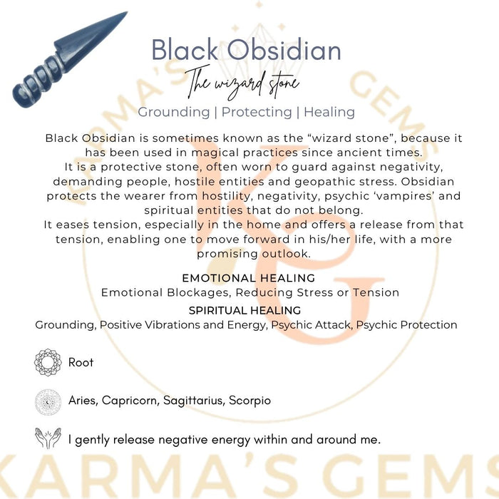 BLACK OBSIDIAN CRYSTAL KNIFE