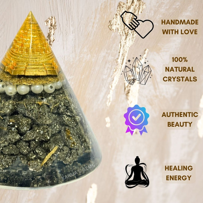 PYRITE ANTENA ORGONITE PYRAMID