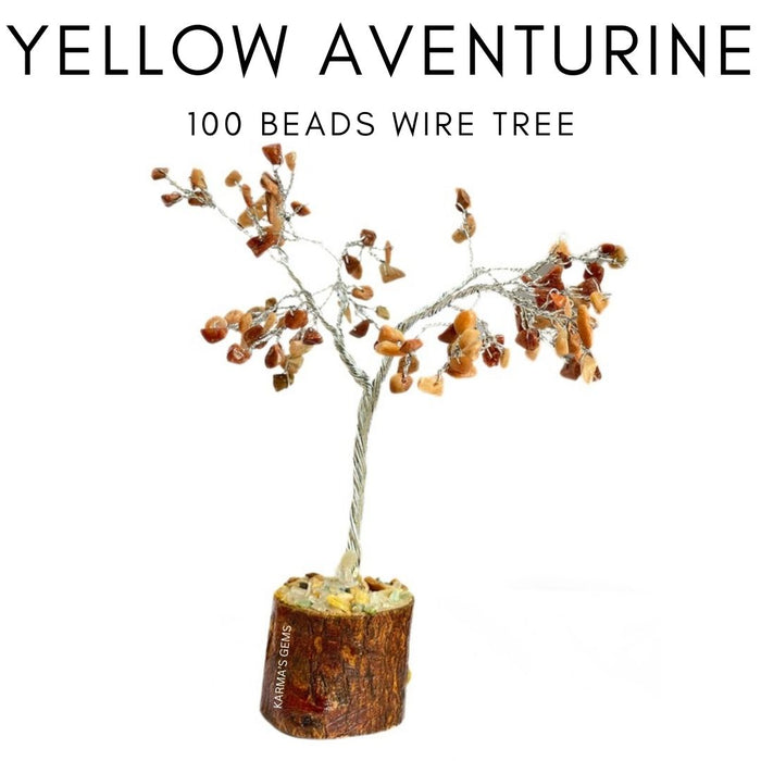 100 BEADS YELLOW AVENTURINE STONE WIRE TREE