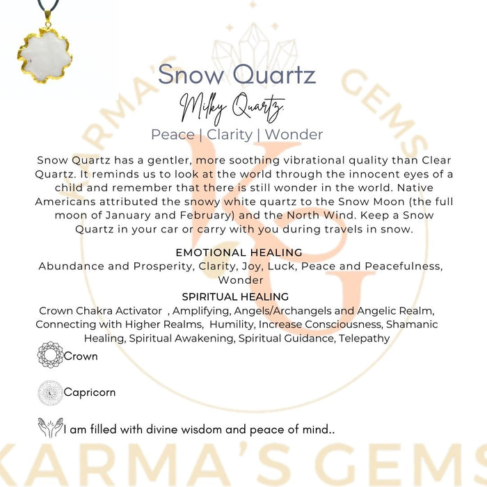 ELECTROPLATED WHITE QUARTZ STONE PENDANT