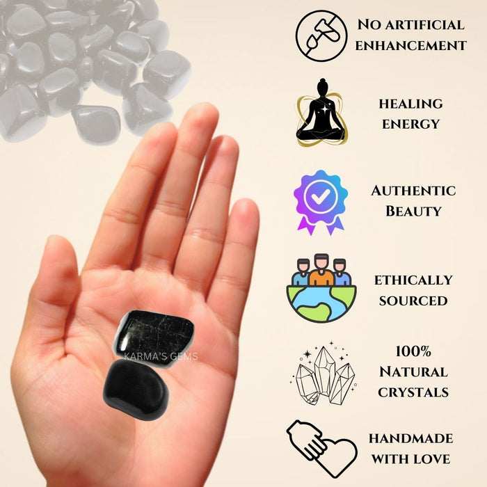 1 PIECE 15 TO 25 MM BLACK TOURMALINE  POLISH TUMBLED STONE