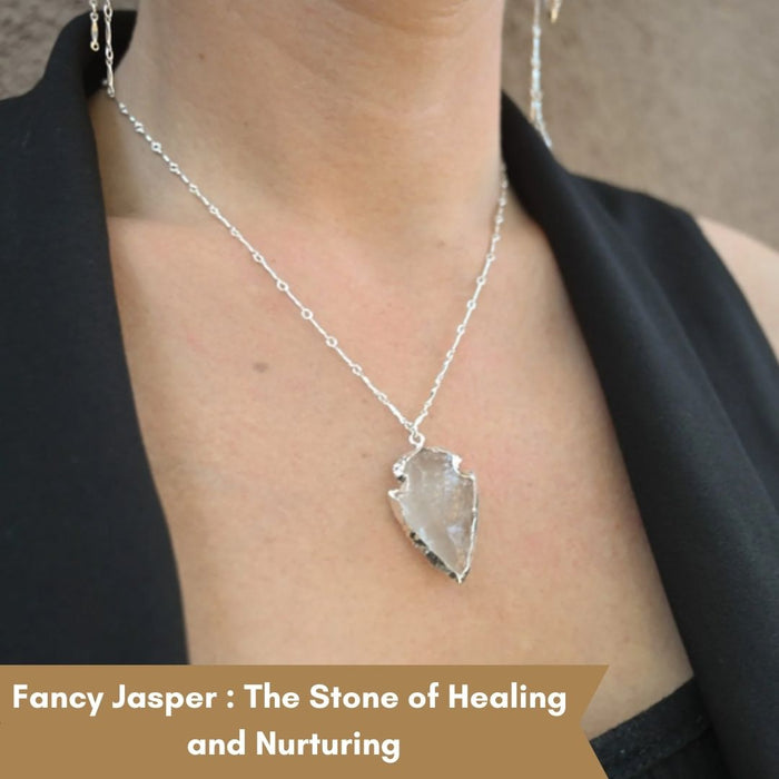 ELECTROPLATED FANCY JASPER STONE  PENDANT