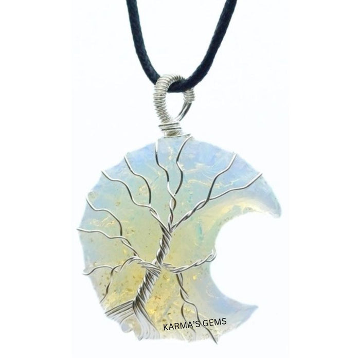 MOON SHAPE OPALITE WRAPPED PENDANT