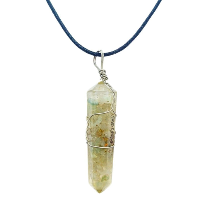 DOUBLE TERMINATED GREEN AVENTURINE WRAPPED PENDANT