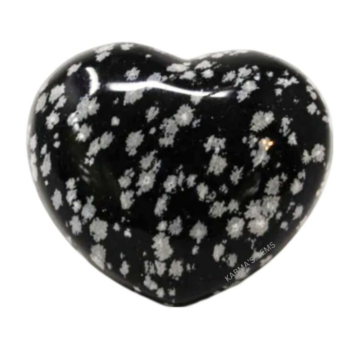 1" SNOWFLAKE OBSIDIAN PUFFY HEART