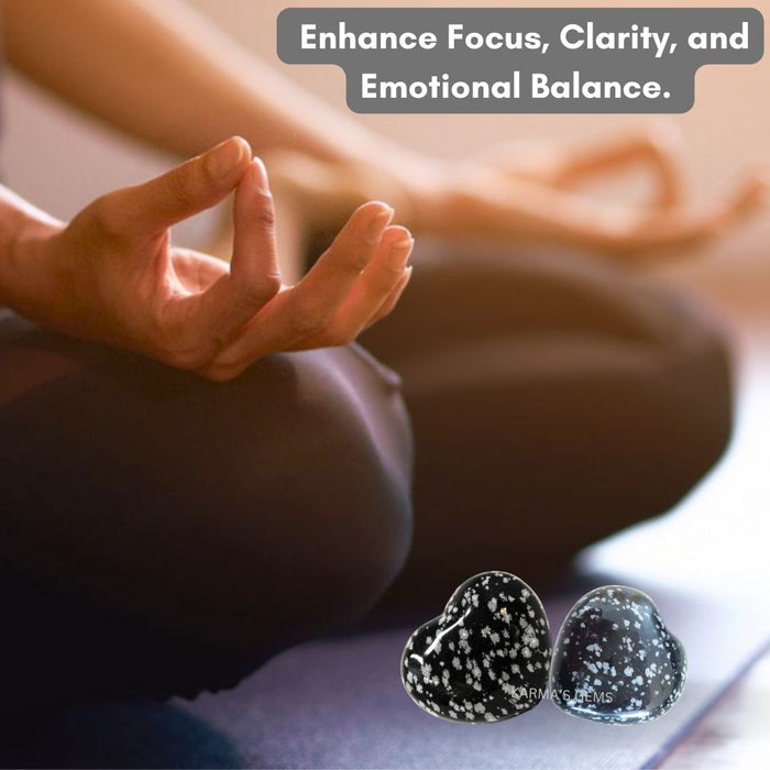 1" SNOWFLAKE OBSIDIAN PUFFY HEART