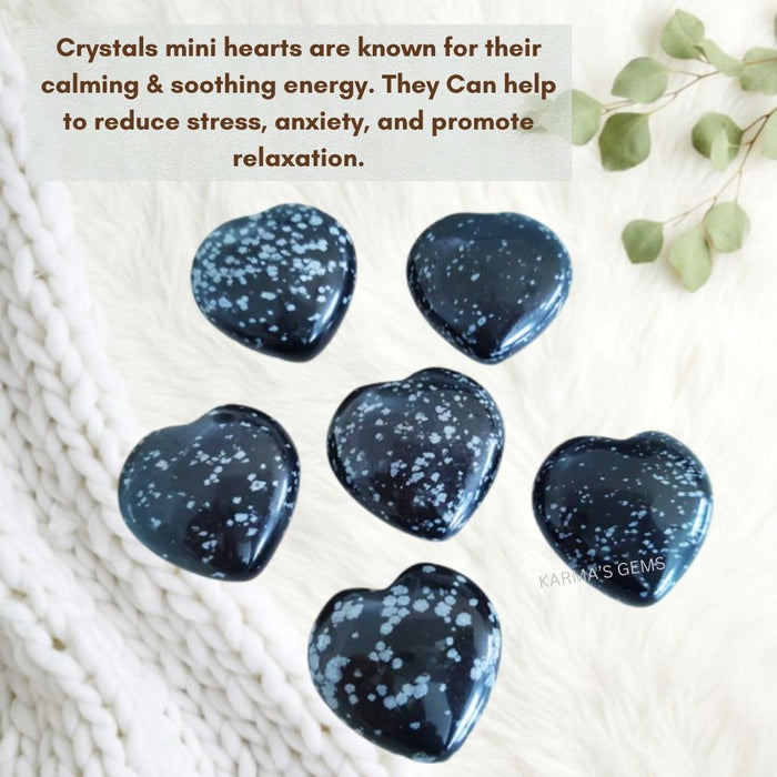 1" SNOWFLAKE OBSIDIAN PUFFY HEART