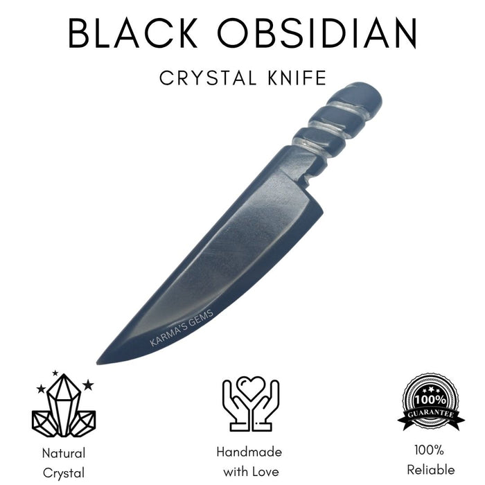 BLACK OBSIDIAN CRYSTAL KNIFE