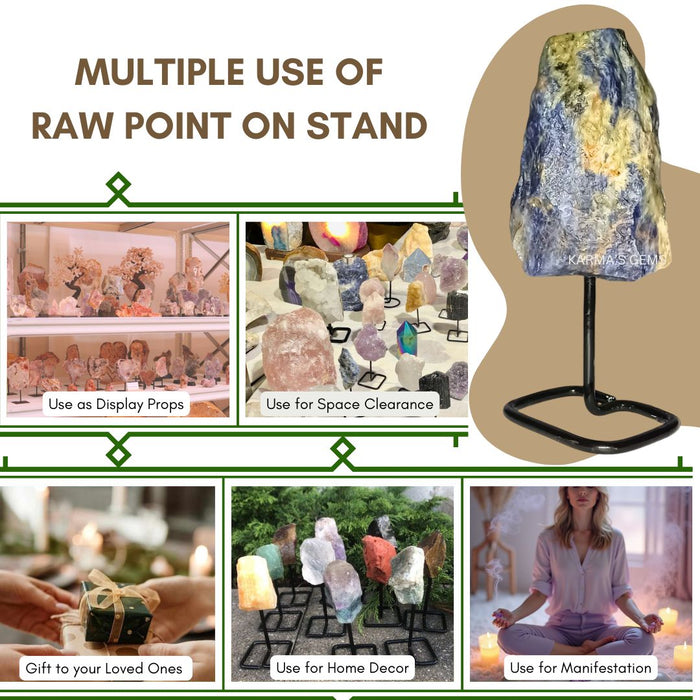RAW SODALITE STONE ON STAND