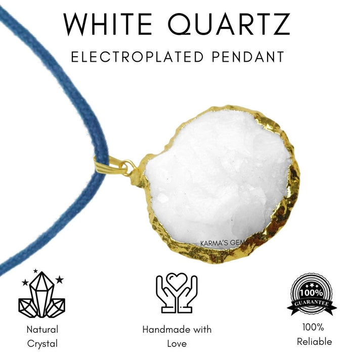 ELECTROPLATED WHITE QUARTZ STONE PENDANT