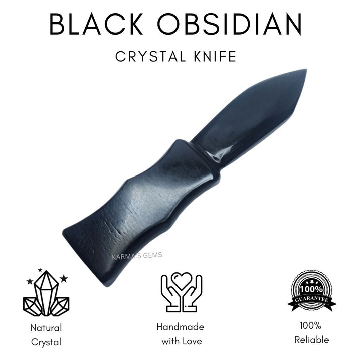 BLACK OBSIDIAN CRYSTAL KNIFE
