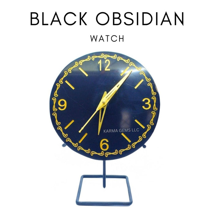 NATURAL BLACK OBSIDIAN AGATE WATCH