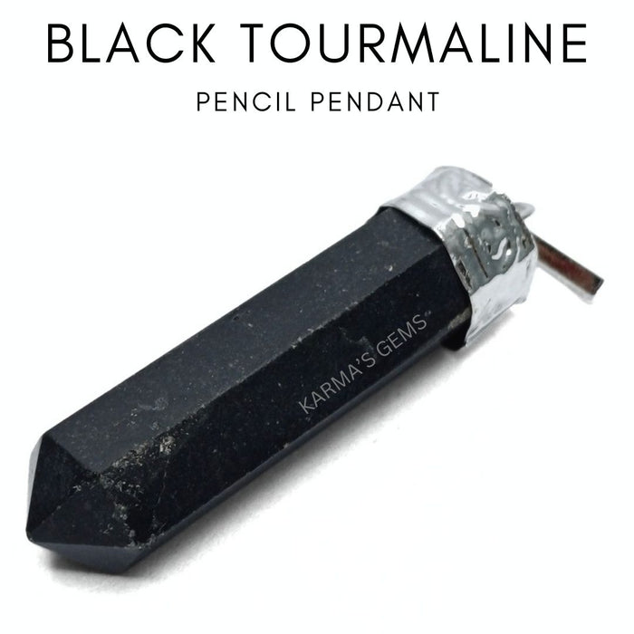 BLACK TOURMALINE POINT PENCIL PENDANT