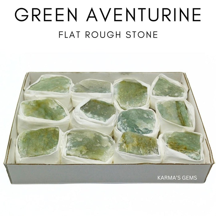 12 PCS FLAT WRAPPED GREEN AVENTURINE ROUGH STONES