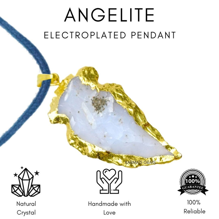 ELECTROPLATED ANGELITE STONE PENDANT