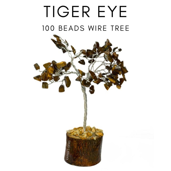 100 BEADS TIGER EYE STONE WIRE TREE