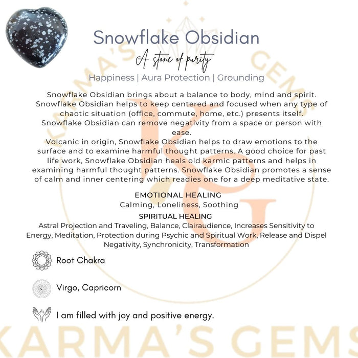 1" SNOWFLAKE OBSIDIAN PUFFY HEART