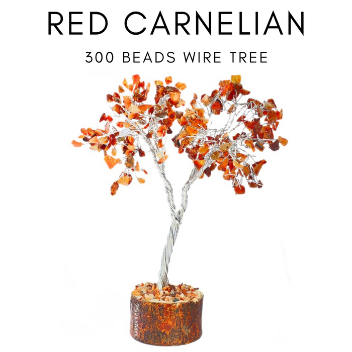 300 BEADS RED CARNELIAN STONE WIRE TREE