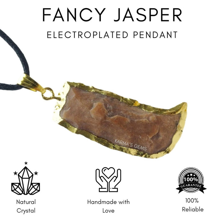 ELECTROPLATED FANCY JASPER STONE PENDANT