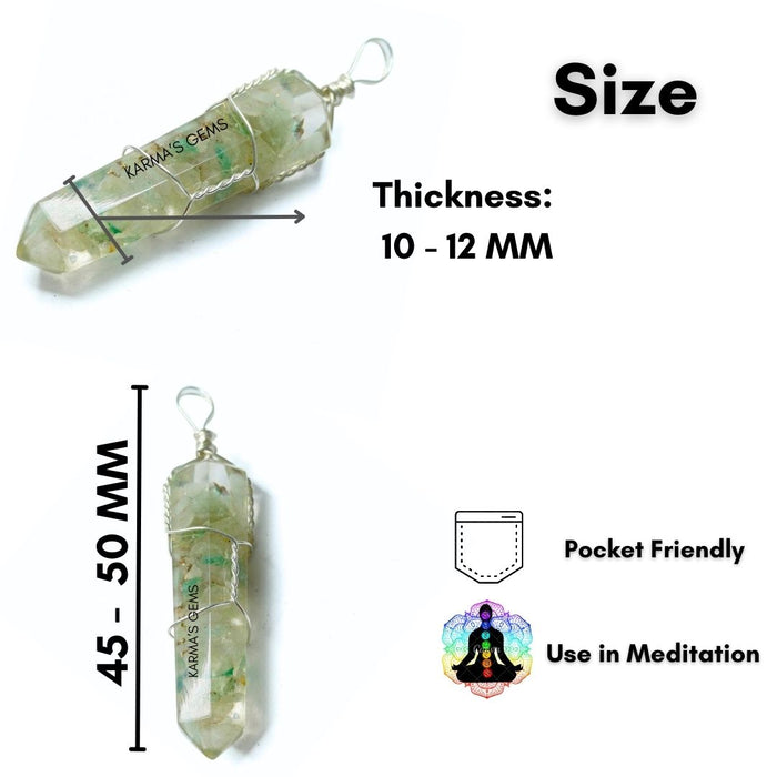 DOUBLE TERMINATED GREEN AVENTURINE WRAPPED PENDANT