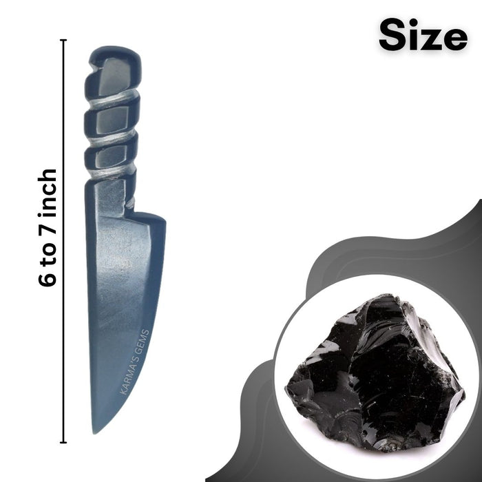 BLACK OBSIDIAN CRYSTAL KNIFE