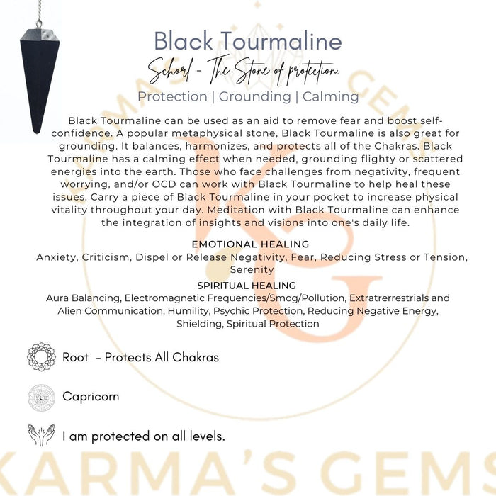 BLACK TOURMALINE STONE DOWSING PENDULUM